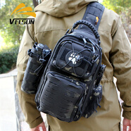 VELSPORT戶外戰(zhàn)術大容量胸包單肩包騎行通勤斜挎包迷彩防雨水輕便背包 【水壺包套裝】夜襲迷彩