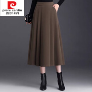 皮爾卡丹（pierre cardin）針織西裝a字裙半身裙長(cháng)裙春秋冬季2025新款百褶裙顯瘦洋氣大擺裙 咖色 2XL 建議126-135斤