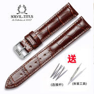 適配鐵達時(shí)手表帶 TITUS天長(cháng)地久系列表帶針扣配件 18mm20mm男女 深棕色+銀色針扣 15mm