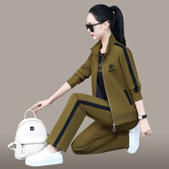 語(yǔ)縵 2025新款女裝春裝潮衛衣女春季休閑運動(dòng)服三件套套裝女春秋裝 6002芥末綠 3XL 130-140斤
