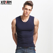 續點(diǎn) 背心男 夏季純棉無(wú)袖v領(lǐng)男士寬肩運動(dòng)健身休閑修身緊身打底上衣 寶藍色 2XL （145-159斤左右）
