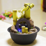 水渡煙云風(fēng)車(chē)水輪擺件流水噴泉簡(jiǎn)約現代家居裝飾品客廳辦公室創(chuàng  )意水景禮物 鄉野情趣16*16*22CM