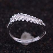 純已久銀飾99足銀戒指 滿(mǎn)天星銀戒指 時(shí)尚開(kāi)口 多層銀鏤空滿(mǎn)天星戒指食指戒指時(shí)尚個(gè)性指環(huán) 2層滿(mǎn)天星戒指