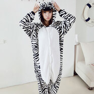 夢(mèng)舒紛卡通動(dòng)物連體恐龍睡衣女秋天情侶加厚冬季可愛(ài)男成人珊瑚絨 斑馬 M號 身高161-170