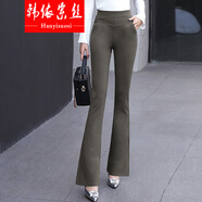 韓依索絲女裝微喇叭褲褲子女高腰休閑褲2025秋冬新款女裝修身休閑女褲長褲 駝色 S