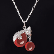 佩川 石榴石錢(qián)袋吊墜福袋玉髓項鏈銀女款花生毛衣鏈大吊墜 招財錢(qián)袋