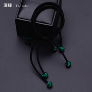 樂瑪鑲鉆水鉆頭繩流蘇發(fā)圈三層彈力蝴蝶結(jié)發(fā)飾韓國頭飾綁頭發(fā)皮套飾品 深綠色