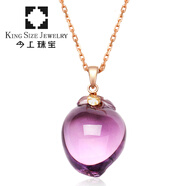 今上珠寶18K金紫水晶項鏈紫晶葫蘆吊墜女鎖骨鏈時尚 桃心-18K金紫水晶吊墜