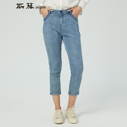 斯琴女裝春夏仔蘭棉質(zhì)休閑修身中腰小腳褲牛仔褲鉛筆長(zhǎng)褲 CKC1917 仔蘭 L