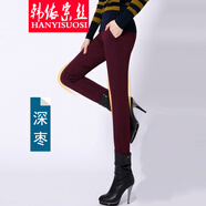 韓依索絲打底褲女外穿小腳褲高腰女士休閑褲春秋季新款韓版女裝修身鉛筆褲 深棗色 3XL 【建議131-150斤】