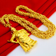 千影珠寶黃色金項(xiàng)鏈男士男款仿金關(guān)公吊墜粗大重空心墜子泰國鏈沙金仿金首飾雙龍頭金飾品霸氣時(shí)尚新款成色足 0.3 防偽品牌條碼標(biāo)價(jià)7888