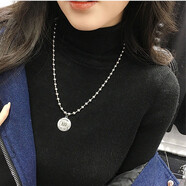 琇涵歐美嘻哈潮男鈦鋼復古做舊硬幣掛墜情侶項鏈一對吊墜鏈子項鏈男女 圓珠鏈