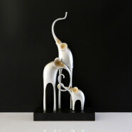 集思美 现代简约大象摆件抽象创意家居客厅电视柜办公室装饰艺术品摆设 古银色三只象