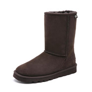 JUMBO簡帛澳洲羊皮毛一體雪地靴女中筒靴加厚冬季保暖防滑5025 巧克力色 36