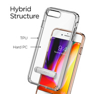SPIGEN 保險杠手機殼硅膠透明保護套輕薄新款適用于蘋果iPhone8/7/7Plus 5.5英寸全透明帶鋁合金支架