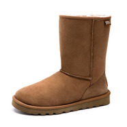 JUMBO簡帛澳洲羊皮毛一體雪地靴女中筒靴加厚冬季保暖防滑5025 栗色 35