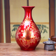 领格（LINGGE） 景德镇陶瓷特色喜庆中国红花瓶家居客厅时尚中式特色花瓶摆件 草绿色