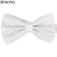 IFSONG美宋 男士正裝商務(wù)高檔韓版結(jié)婚領(lǐng)結(jié) 男女紅色新郎婚禮英倫禮服蝴蝶結(jié)禮盒裝 白色歐式花紋LDH108D
