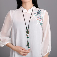 煙雨江南綠瑪瑙項(xiàng)鏈長款毛衣鏈復(fù)古掛飾女民族風(fēng)掛件配飾百搭飾品 標(biāo)準(zhǔn)長度75厘米 圖片款