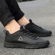 匹克男鞋跑步鞋男春秋耐磨透氣皮面運動(dòng)鞋休閑鞋慢跑鞋 黑色/鋼灰 38