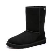 JUMBO簡帛澳洲羊皮毛一體雪地靴女中筒靴加厚冬季保暖防滑5025 黑色 36