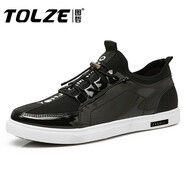 圖哲 （TOLZE）潮流英倫時(shí)尚休閑鞋低幫松緊帶百搭潮鞋男士舒適板鞋 1811 黑色 43碼