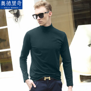 奧德里奇長袖T恤男秋冬季中青年時(shí)尚百搭修身中高領(lǐng)打底衫莫代爾加絨保暖秋衣內(nèi)搭打底純色上衣體恤 墨綠色 XL