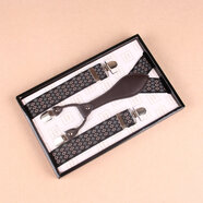 皇商男士女士純色彈力吊帶吊褲帶Y型背帶夾 糖果色精美禮盒 4夾風(fēng)雨帶皮3.5cm寬-加長(cháng)款