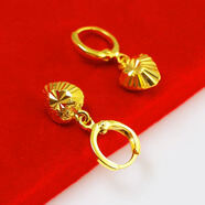 千影珠寶金耳環(huán)女款心形耳扣實(shí)心仿金墜子新娘結婚首飾結婚耳飾送媽媽 0.1防偽品牌標簽標價(jià)480