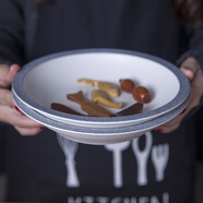 和風(fēng)四季釉下彩雪花瓷雪花釉餐具個(gè)性碗碟勺套裝家用不石飯碗盤(pán)子面碗湯碗 （不石系列）8英寸寬邊平盤(pán)