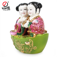 妙如意李居明吉祥物陶瓷和合二仙婚慶擺件結(jié)婚禮物婚房客廳擺設(shè)工藝裝飾
