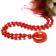 臻萊 真貨紅瑪瑙平安扣吊墜 男女飾品掛件情侶項(xiàng)鏈項(xiàng)墜節(jié)日禮物 紅瑪瑙珠鏈款