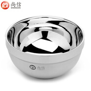 尚信 不銹鋼碗面碗帶蓋飯碗湯碗家用大號鐵碗小碗中式兒童防摔防燙碗 不銹鋼碗（不帶蓋） 11.5CM/1個