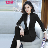 安依蓮小西裝外套女2025秋冬款職業(yè)裝女裝套裝休閑時(shí)尚白領(lǐng)正裝工作服 黑色外套+0512白襯衫+裙子+褲子 L