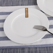 錦鳯西餐盤(pán)月光盤(pán)景德鎮菜盤(pán)純白骨瓷盤(pán)子吐骨碟魚(yú)盤(pán)家用酒店用1只裝 8英寸平盤(pán) 20.3cm