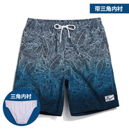 蓋浪（GAILANG） 度假沙灘褲男速干寬松大碼漸變休閑褲 旅游溫泉短褲游泳褲 藍色漸變（帶內襯） XL