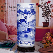 領(lǐng)格（LINGGE） 景德鎮陶瓷器青花瓷釉中彩山水大花瓶 擺件家居裝飾富貴竹水培 手繪鹿箭筒