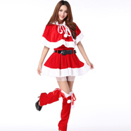 長夜漫漫 圣誕服裝衣服情趣內(nèi)衣萬圣節(jié)派對圣誕裝女金絲絨套裝夜店表演cosplay x15貓女郎紅色(上衣+短裙+披肩+腰帶+腿套) 均碼
