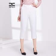 邢氏女裝春夏新款休閑褲女舒適七分女褲高腰直筒 白色 36(160/66B)