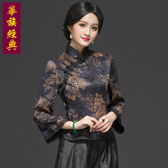 華族經(jīng)典重磅唐裝女中式復古風(fēng)氣質(zhì)端莊盤(pán)扣上衣華貴漢服 花色-預售十五天 XL