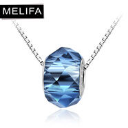 美立方愛(ài)的禮物銀項鏈仿水晶吊墜情侶飾品愛(ài)情珠生日情人節禮物送女朋友 【限量款】湖水藍-圓形-配送銀鏈條