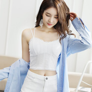 新款韓版蕾絲美背吊帶裹胸帶胸墊打底內衣防走光短款小背心抹胸吊帶衫VIILAISH A212白色 均碼 適合80-105斤