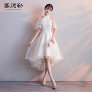 塞德勒晚禮服女2025新款宴會小禮服裙端莊優(yōu)雅成人禮服伴娘服連衣裙秋季 香檳色 L