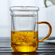 美斯尼 茶杯玻璃茶具茶水分離杯子泡茶玻璃水杯加厚過濾大號(hào)耐熱玻璃杯 彩把儒雅杯