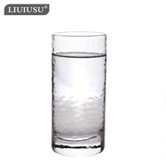 LIUIUSU玻璃杯 日式錘目紋杯子玻璃水杯 洋酒杯烈酒杯威士忌杯果汁杯 厚底直筒高杯 300ml 1只 綠典-錘目紋