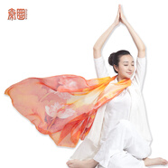 秦曲絲巾女新款重磅真絲圍巾禮盒裝中國風長巾水墨畫藝術春夏秋冬四季杭州桑蠶絲綢旗袍大披肩送長輩媽媽禮品 瓊瑤-長巾