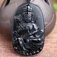 至翠齋  黑曜石觀(guān)音菩薩吊墜新款觀(guān)音菩薩項鏈玉墜 男款時(shí)尚飾品