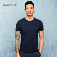 基礎打底圓領(lǐng)衫元本010078 潮流短袖T恤 男夏季修身純色 藏藍色 M