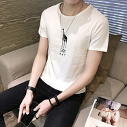 嘉曄嘉曄短袖t恤男夏季潮流學(xué)生韓版t桖夏季青少年服學(xué)生運(yùn)動(dòng)休閑情侶 小鹿白色 XL