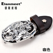 Elanmeet鋅合金皮帶扣頭男款腰帶扣頭平滑扣皮帶頭褲帶頭4cm帶連接皮螺絲固定腰帶頭牛頭大板扣 wmp板皮40-71銀?？?
                                         title=